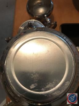 Sewing Table, (3) Pieces of Silver Plate, William Rogers 171, POLLE Silver Company Biscuit Bowl, and