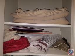 Assorted Towels, Blankets, Sheets, Heavy Duty Plastic Hangers, Plastic Hangers