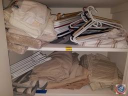 Assorted Towels, Blankets, Sheets, Heavy Duty Plastic Hangers, Plastic Hangers