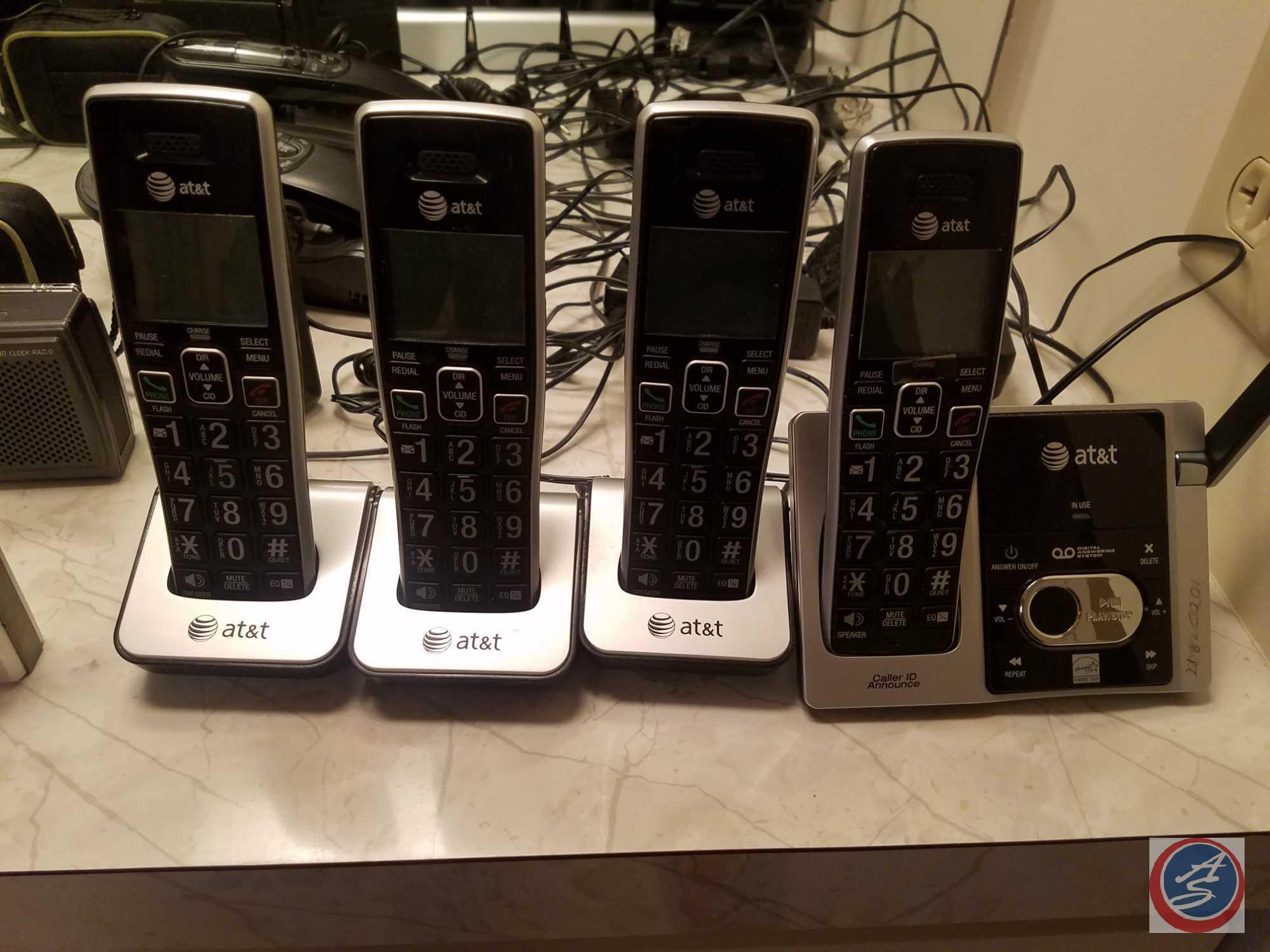 At&T Cordless Phone Set with Base Plus (3) Additional Handsets Model CL84123, Corded AT&T Phone,