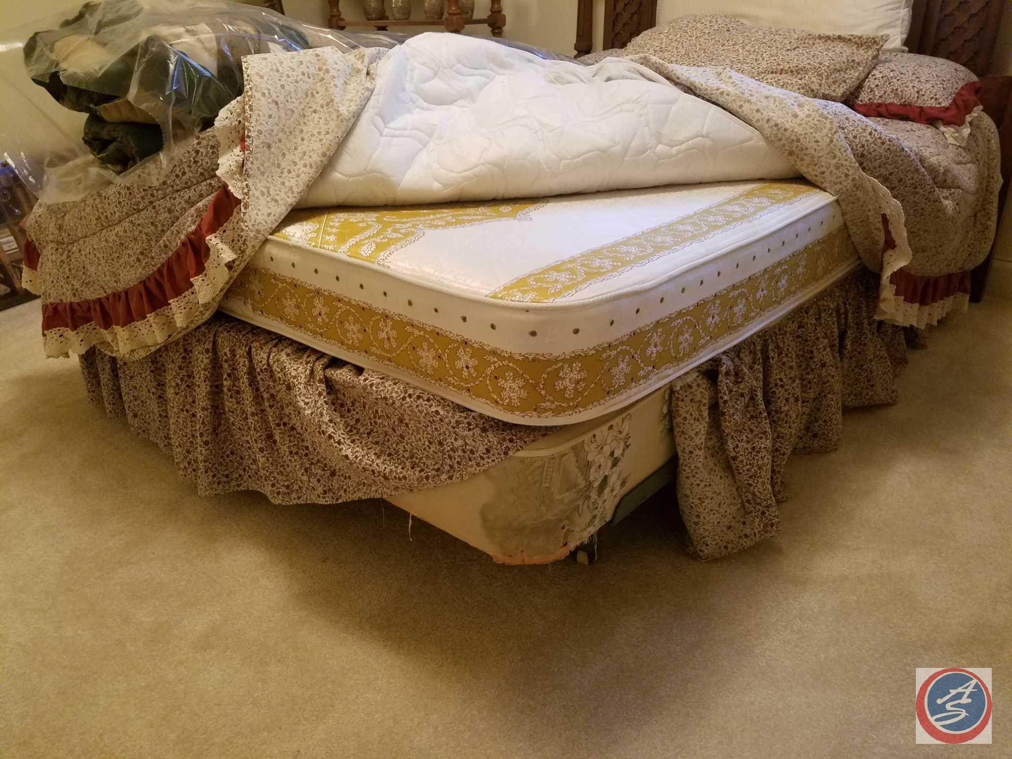 Full Size Bed with Rails, Head Board, Box Spring, Mattress, Bedding, Full Size Bird Dog Comforter