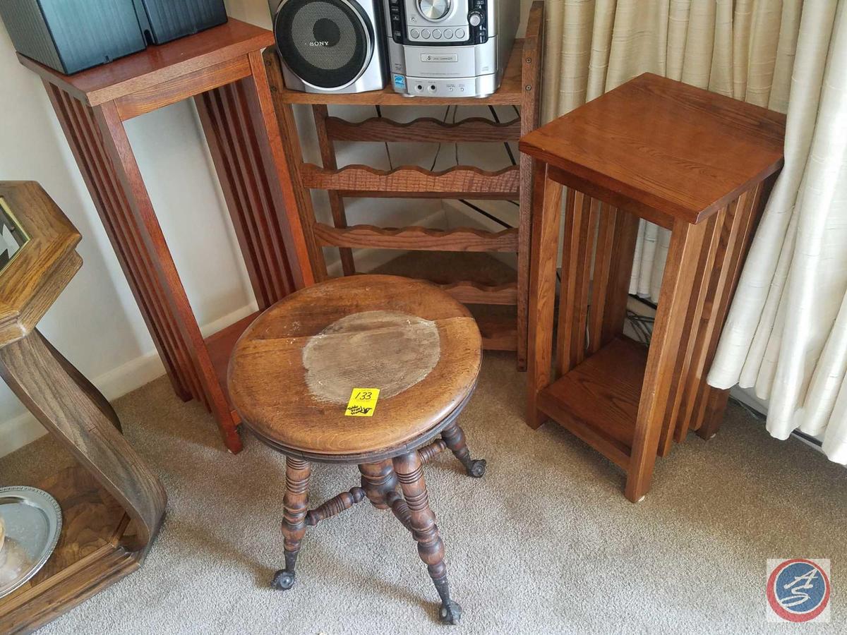 Wooden Stool Sofa Table 50" x 17" x 25", Wooden Plant Stand, Wooden Wine Bottle Holder, Wooden Plant