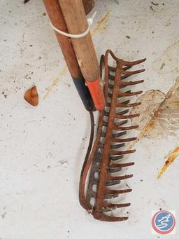 Post Hole Digger, (2) Garden Rakes