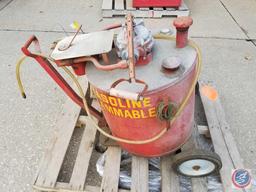 Gasoline 30 Gal. Transfer Tanker Model FM3000 with inline filter, transfer pump on Cart condition