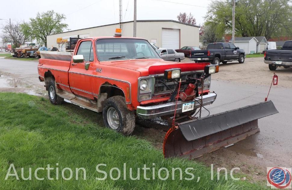 1979 Red Pickup with Blade and Spreader