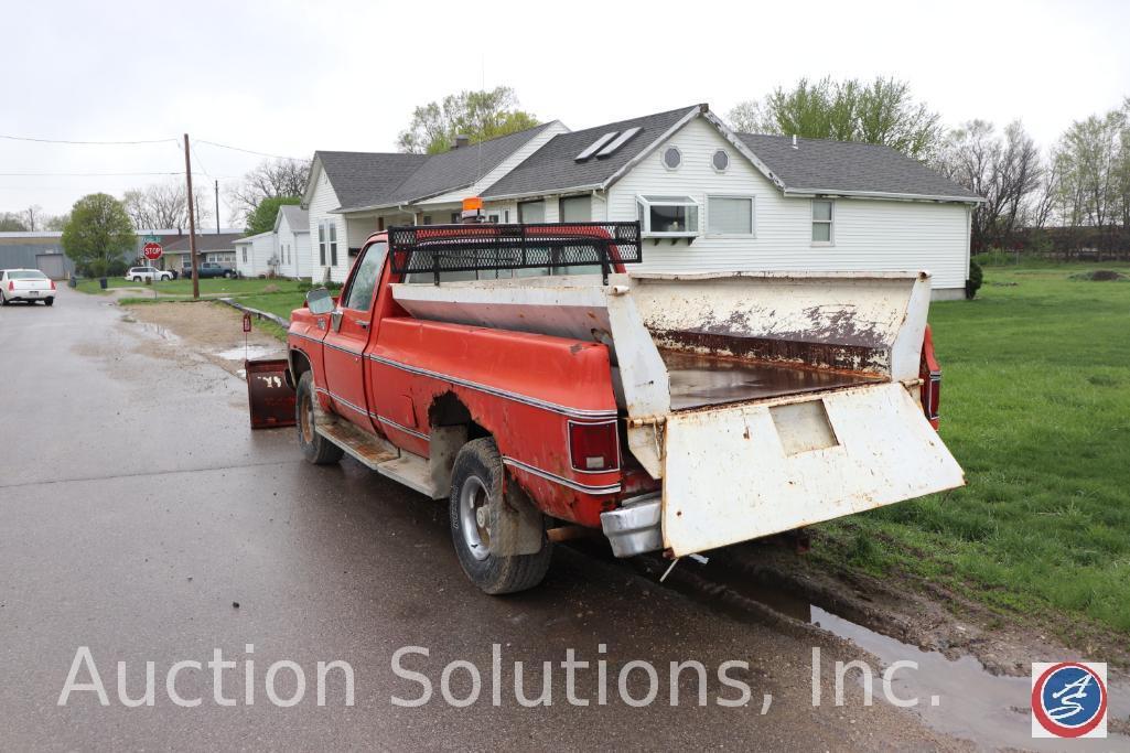 1979 Red Pickup with Blade and Spreader