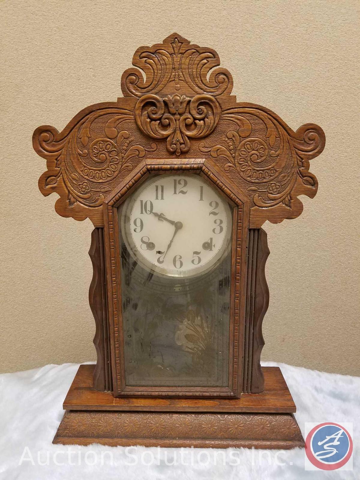 Antique E. Ingraham Vesta Gingerbread Kitchen Clock with Key