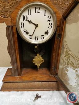 Antique E. Ingraham Vesta Gingerbread Kitchen Clock with Key