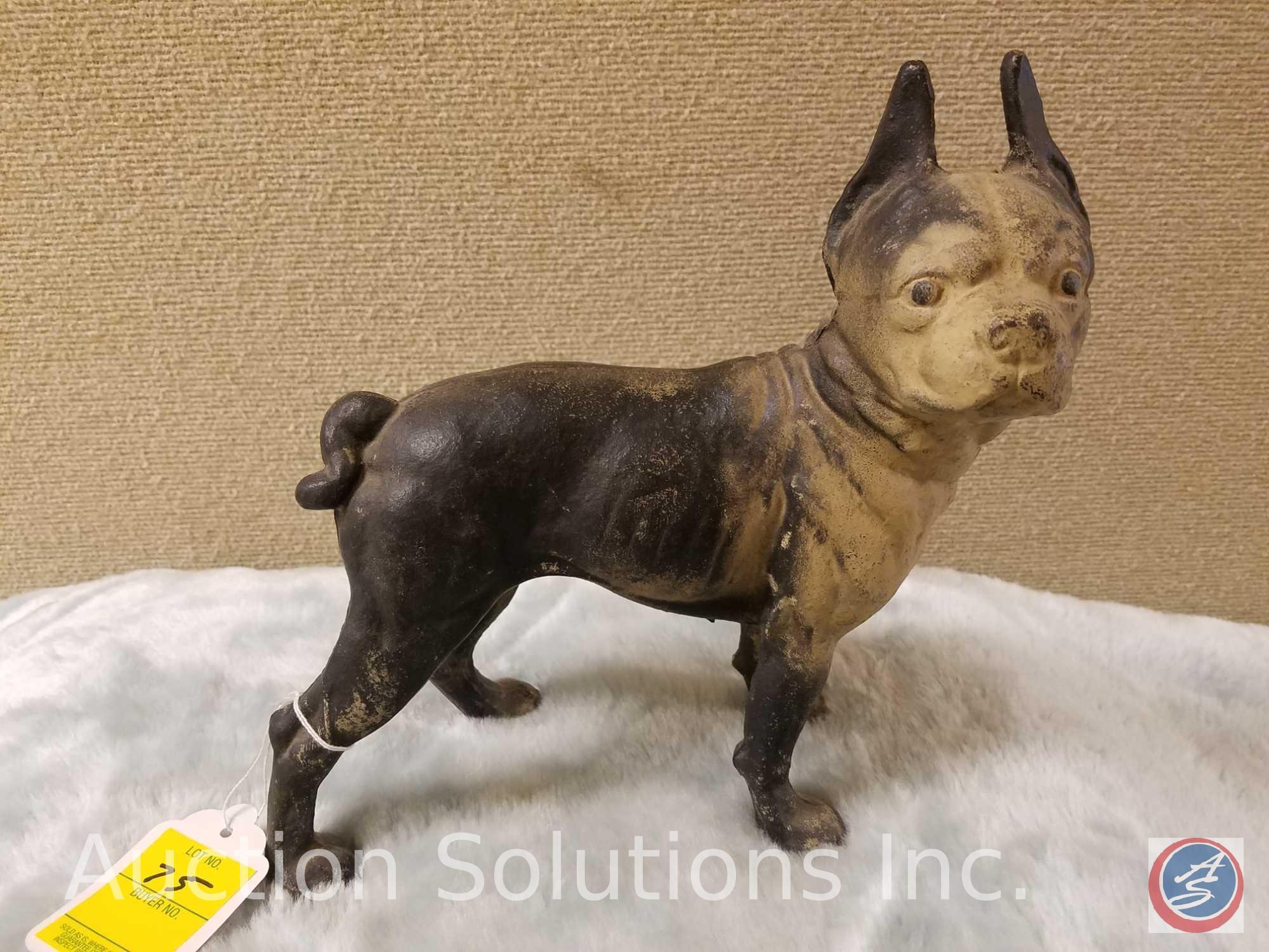 Vintage Cast Iron Boston Terrier Dog Door Stop