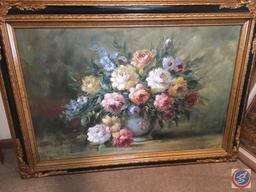 {{3x$BID}} Vintage Framed Canvas Painting G Wilcox, W Dame,. J Smith 44" x 33"