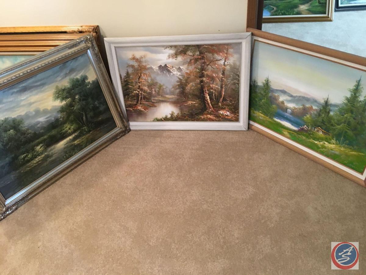 {{3X$BID}} Vintage Framed Canvas Painting 44" x 33" 41" x 31" (1) No Signature, Hoffman, M Scott