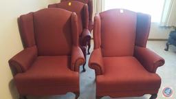 (2) Upholstered Arm Chairs w/ Claw Feet