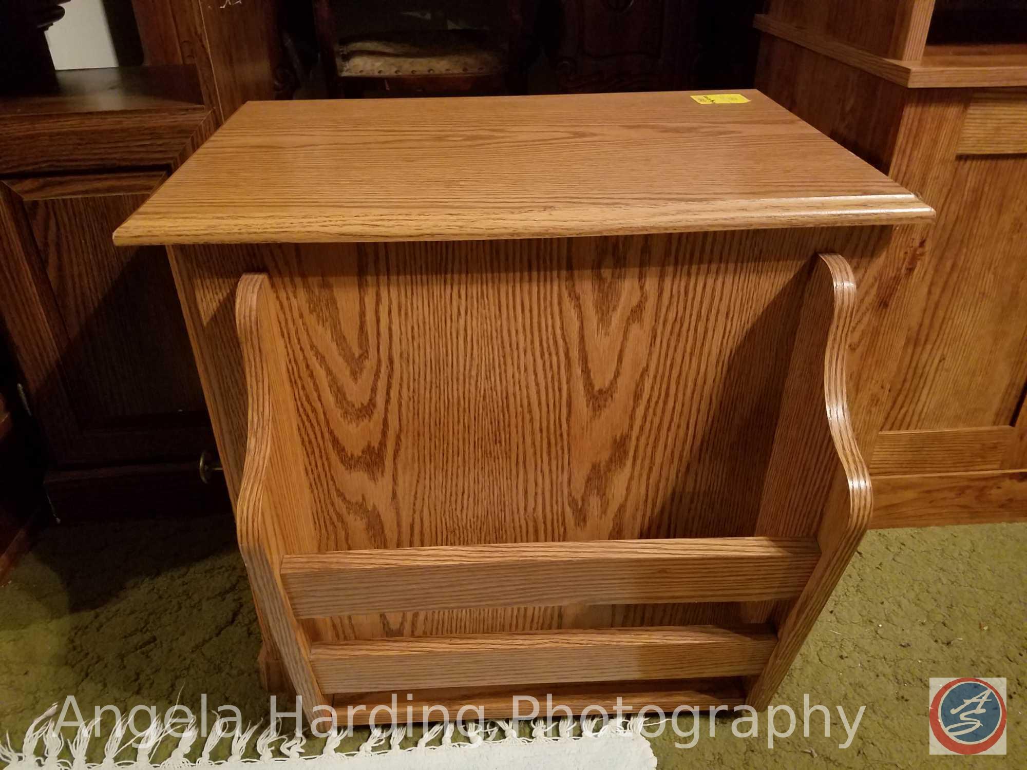Wood Side Table with (1) Door/(1) Shelf and Magazine Rack 20"x22.5"x20" and Wood Side Table with (1)