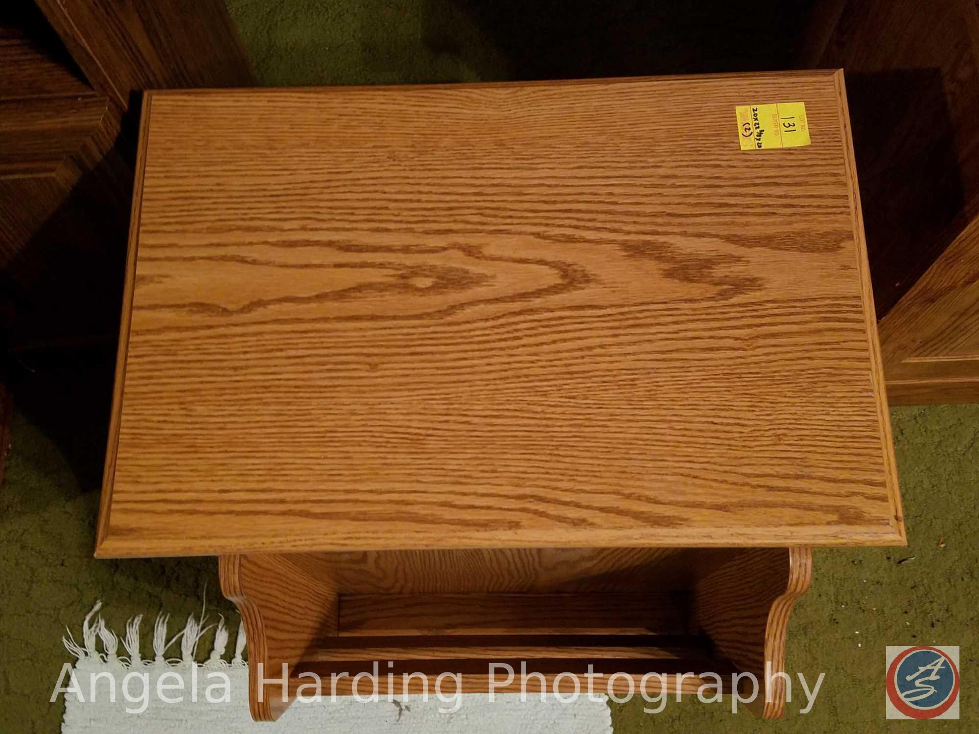 Wood Side Table with (1) Door/(1) Shelf and Magazine Rack 20"x22.5"x20" and Wood Side Table with (1)