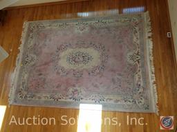 Large Pink Plush Wool Area Rug 12' x 8 1/2'