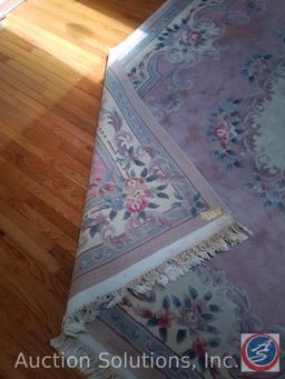 Large Pink Plush Wool Area Rug 12' x 8 1/2'