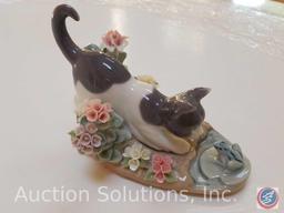 1984 Lladro 1442 Cat and Frog, Kingspoint Designs 9489 "Light Up My Life" Music Box, Ucagco Ceramics