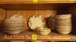 Franciscan Desert Rose Dinnerware: (3) 9 1/2" Plates, (16) 8" Soup Bowls, (17) 6" Ice Cream Bowls,