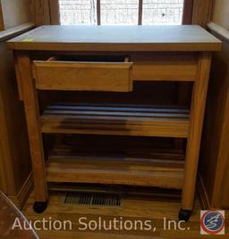 Wooden Microwave Cart on Wheels 32" x 20" x 33"