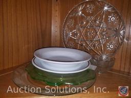 Cut Glass Nut/Mint Tray, Assorted Serving Trays, Glass Salad Bowl w/ Salad Serving Utensils