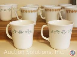 (8) Pyrex Harvest Home Coffee Cups, (4) Corningware Coffee Cups, (2) Home Trends Coffee Cups,