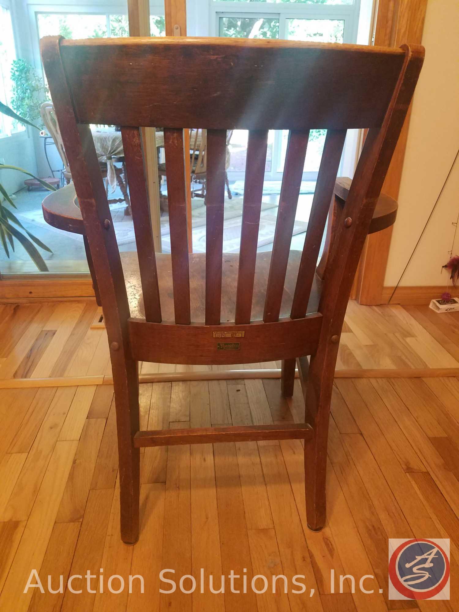 Vintage Murphy Slat-Back Wood Arm Chair