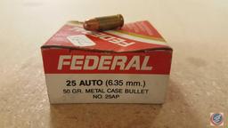 Assorted CCI and Remington .22 Cal. LR ammo (66 rounds), 50 gr. Metal Case 25 Auto ammo (19 rounds),