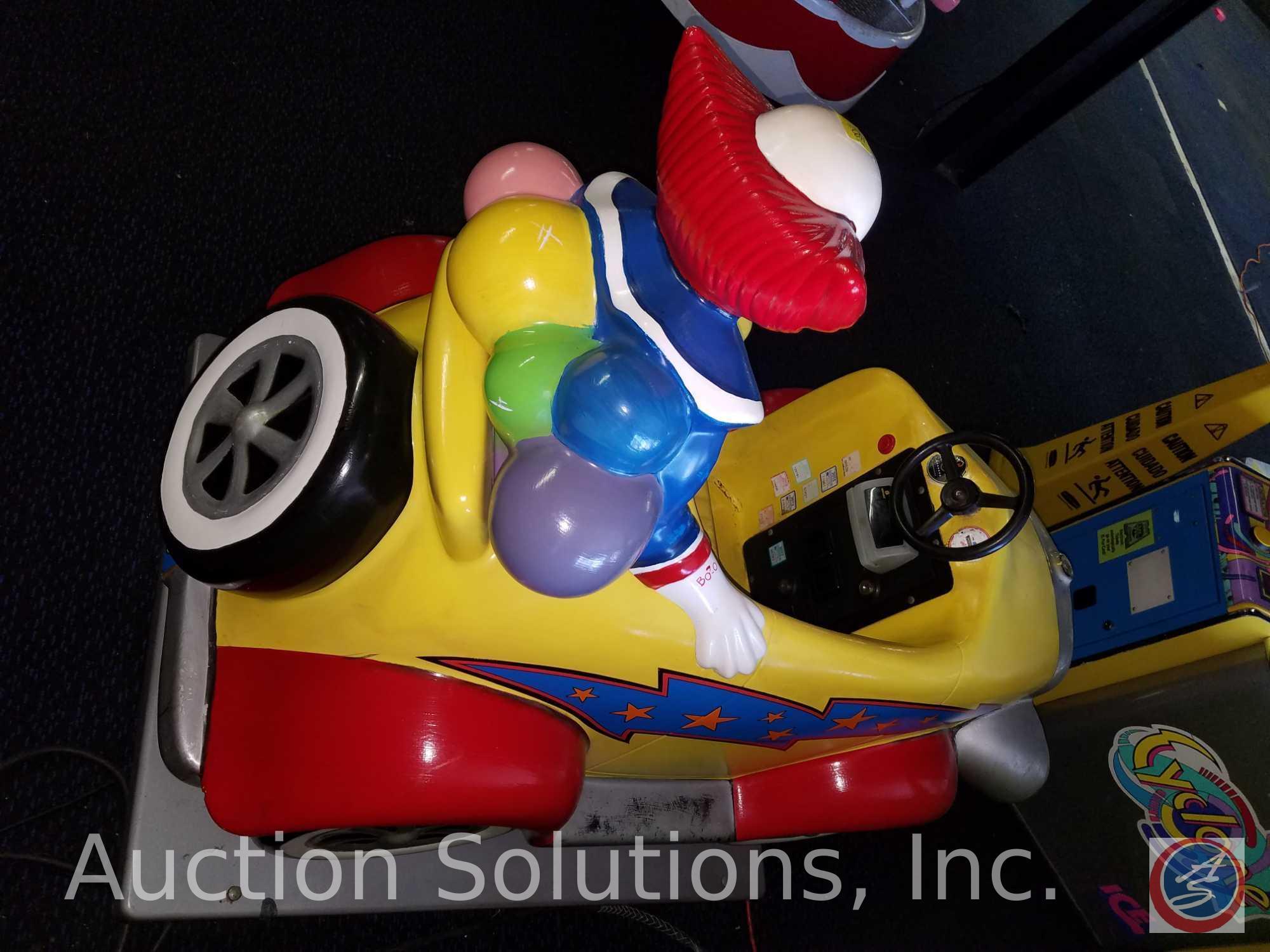 Bozo the Clown Kiddie Ride with Intercard Reader {{SOME GAMES MAY STILL HAVE COIN OP MECHANISMS