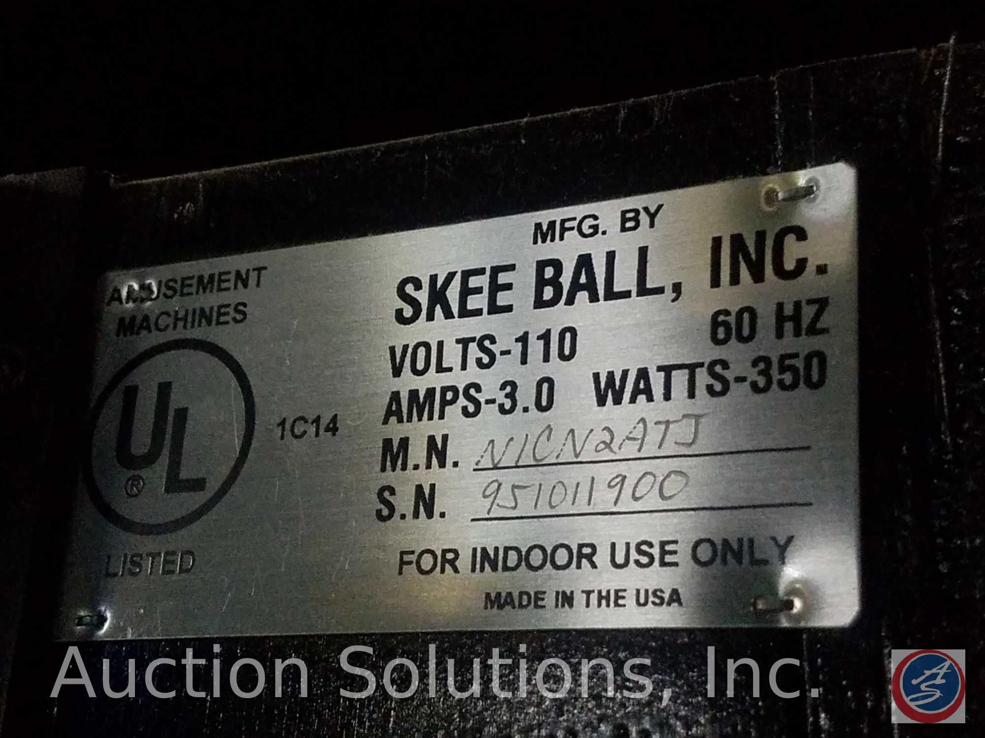 Skee Ball Lightning Arcade Game with Intercard Reader Serial No. 9510111900 Model No. N1CN2ATJ
