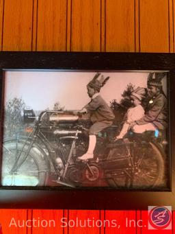 (7) Vintage Framed Photos of Motorcycles