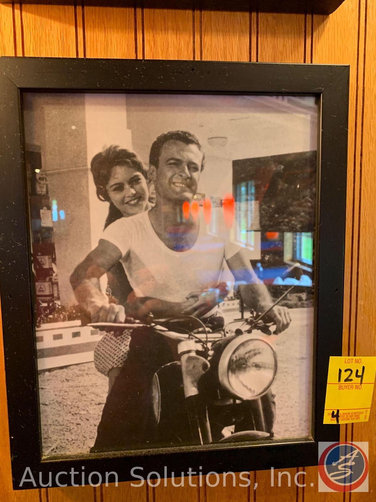(4) Vintage Framed Photos of Motorcycles