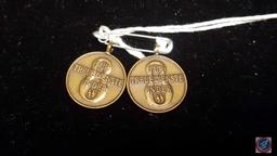 (2) German WWII Waffen SS Miniature 8 Year Long Service Decorations. They measure 5/8 in diameter.