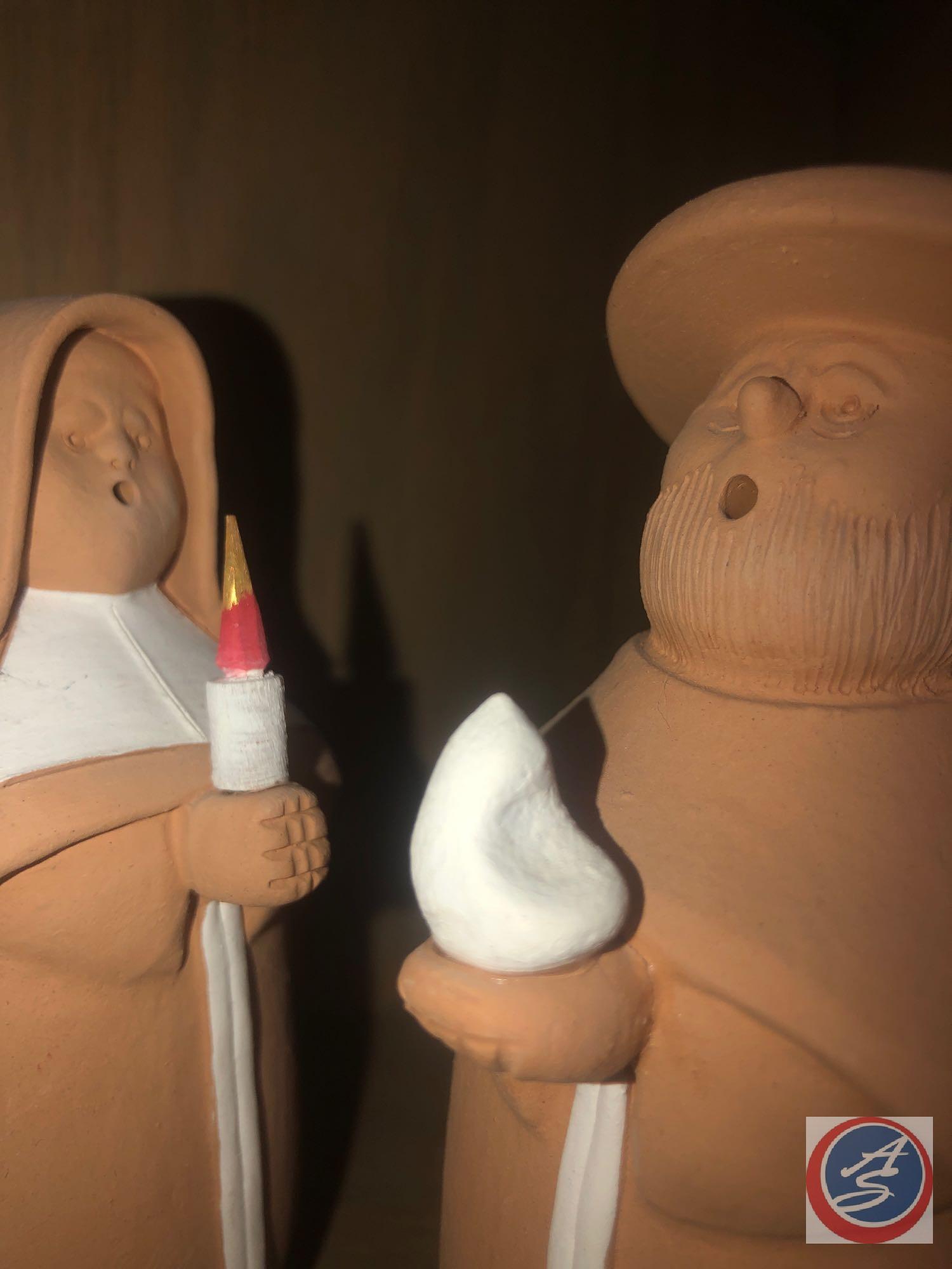 Figurines From Sermar Chile, Nun Figurines and Signed Painting