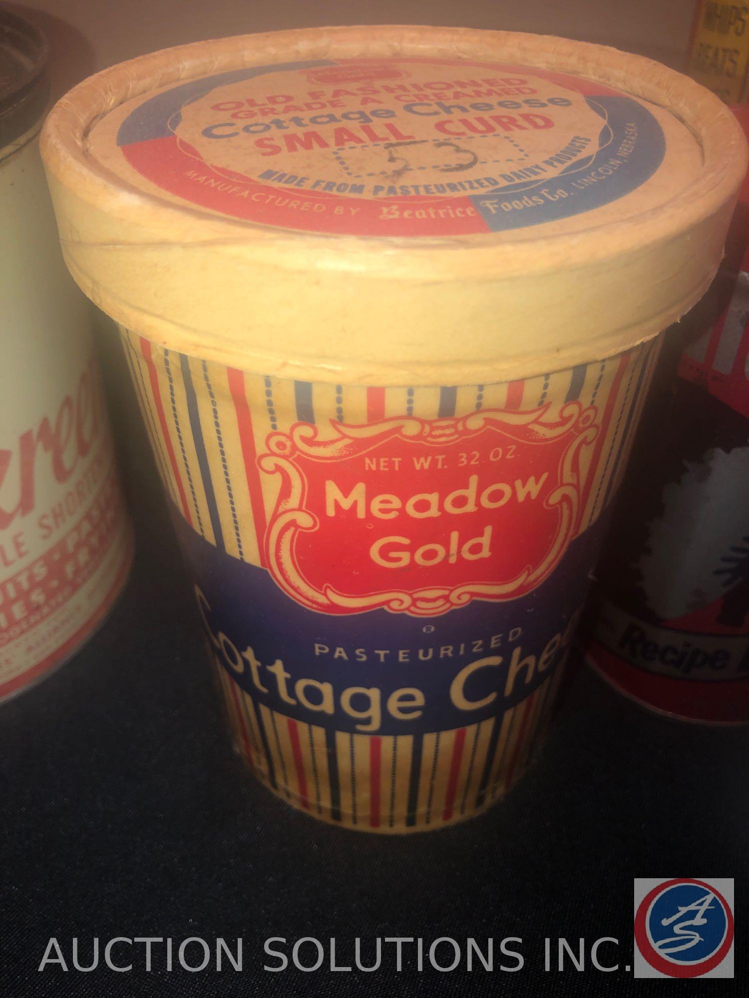 Butter-Nut Coffee Tin with Lid (Empty), Meadow Gold Old Fashioned Cottage Cheese Tub with Lid