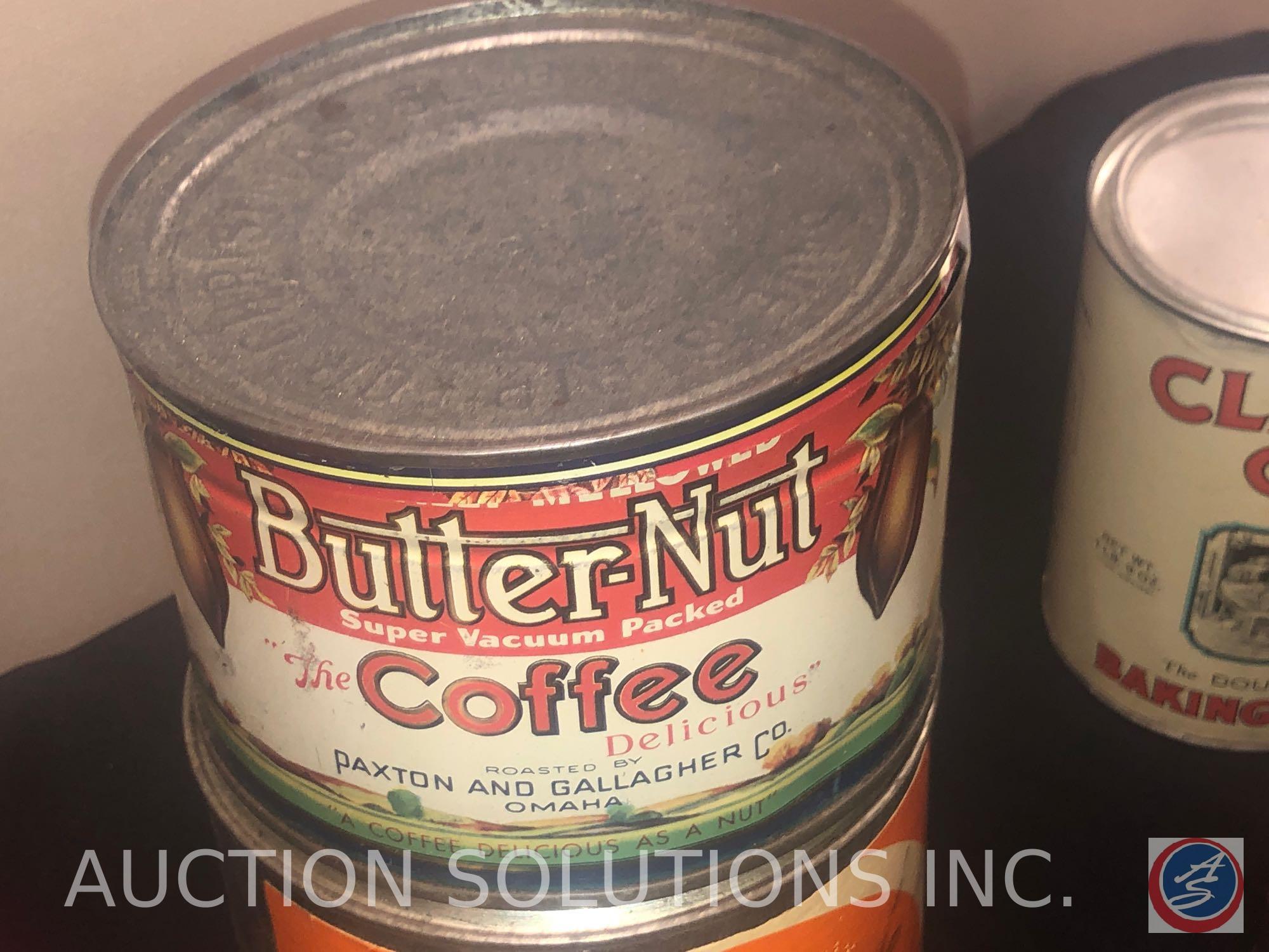 Butter-Nut Coffee Tin with Lid (Empty), Meadow Gold Old Fashioned Cottage Cheese Tub with Lid