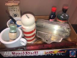 Jayne's Liniment Or Counter Irritant, (2) Shaving Cream Mugs and (2) Shaving Cream Brushes, Blade