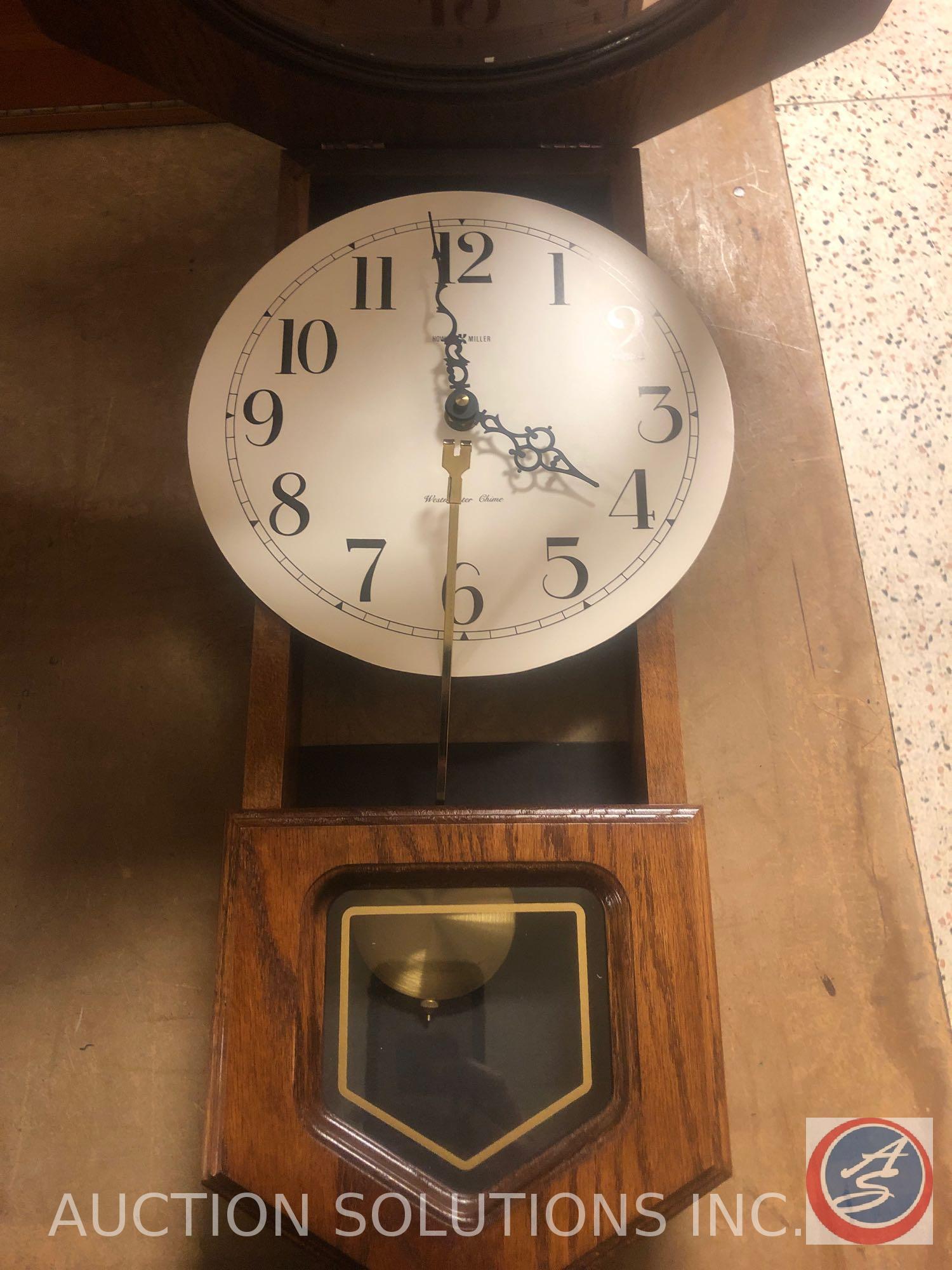Howard Miller Wall Clock with Westminster Chime and Vintage Newspaper Caddy