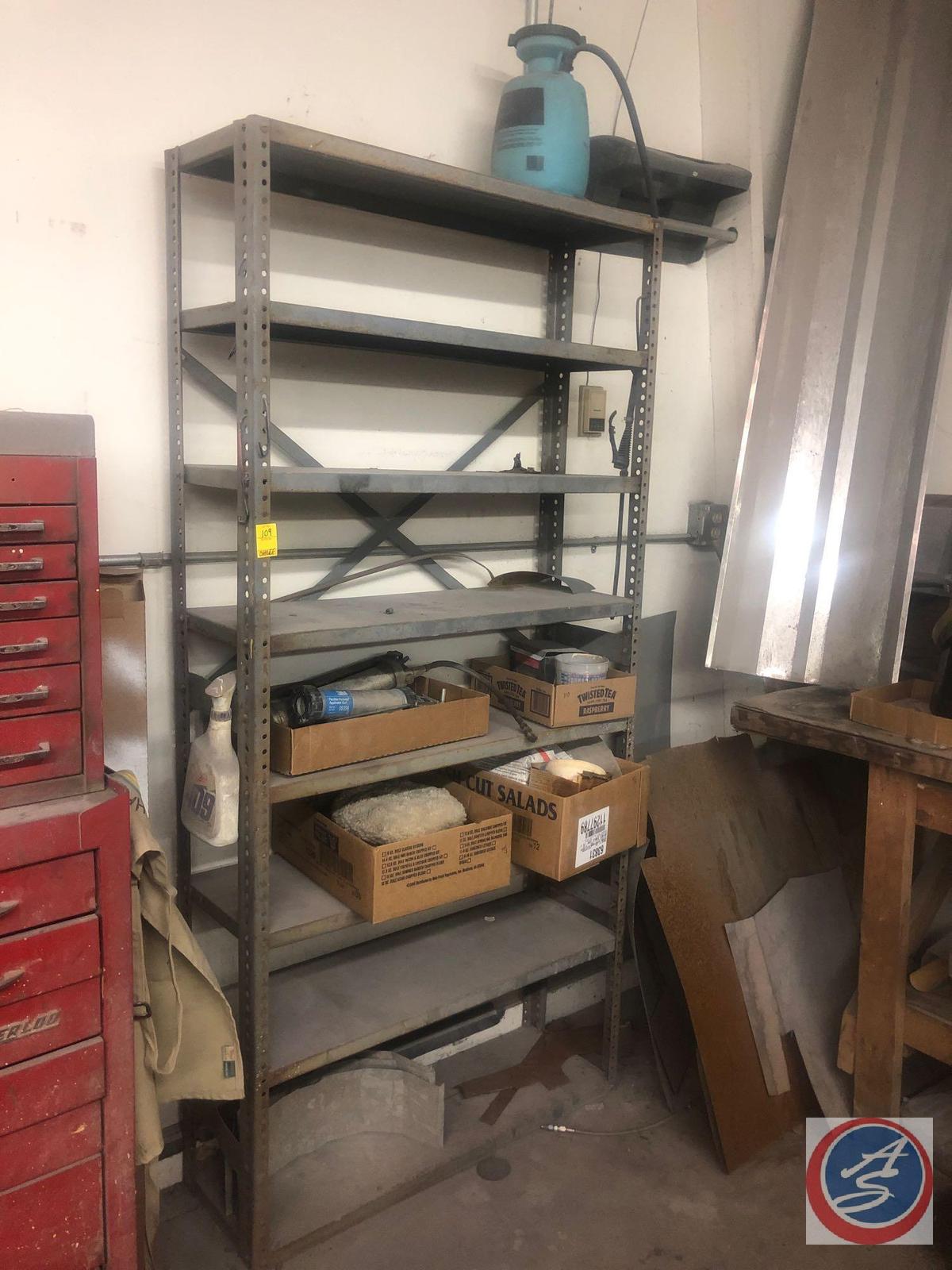 Metal Eight Tier Shelving Unit Measuring 36" X 12" X 75" and Contents Including 3M Flexible Package