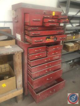 {{2X$BID}} Waterloo Tool Chest Base On Casters Measuring 26 1/2" X 18" X 39 1/2" and Mac Tools Top