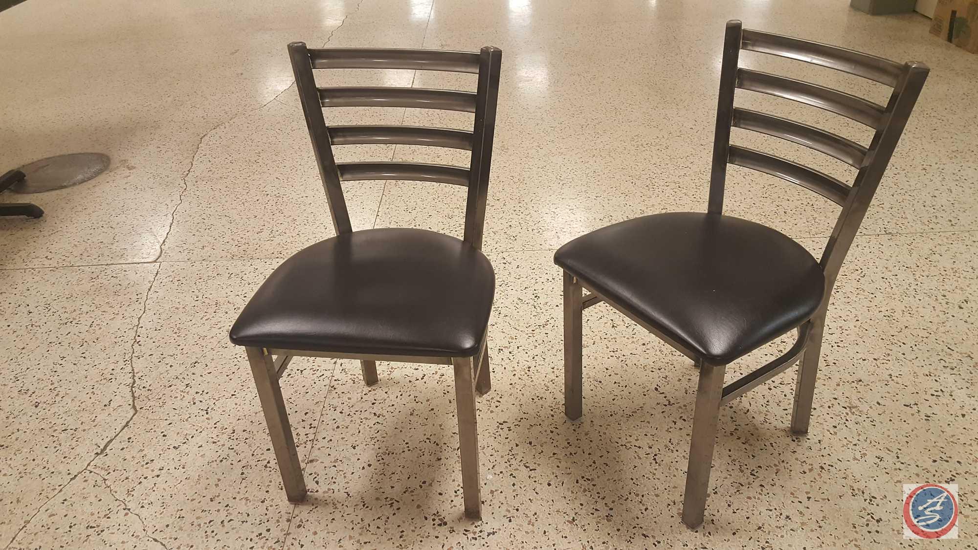 {{8X$BID}} (8) Welded Metal Frame Ladder Back Restaurant Chairs w/ Padded Seats {SOLD 8x THE MONEY}