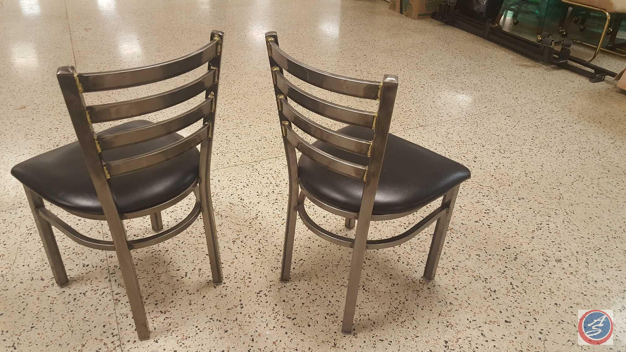 {{8X$BID}} (8) Welded Metal Frame Ladder Back Restaurant Chairs w/ Padded Seats {SOLD 8x THE MONEY}