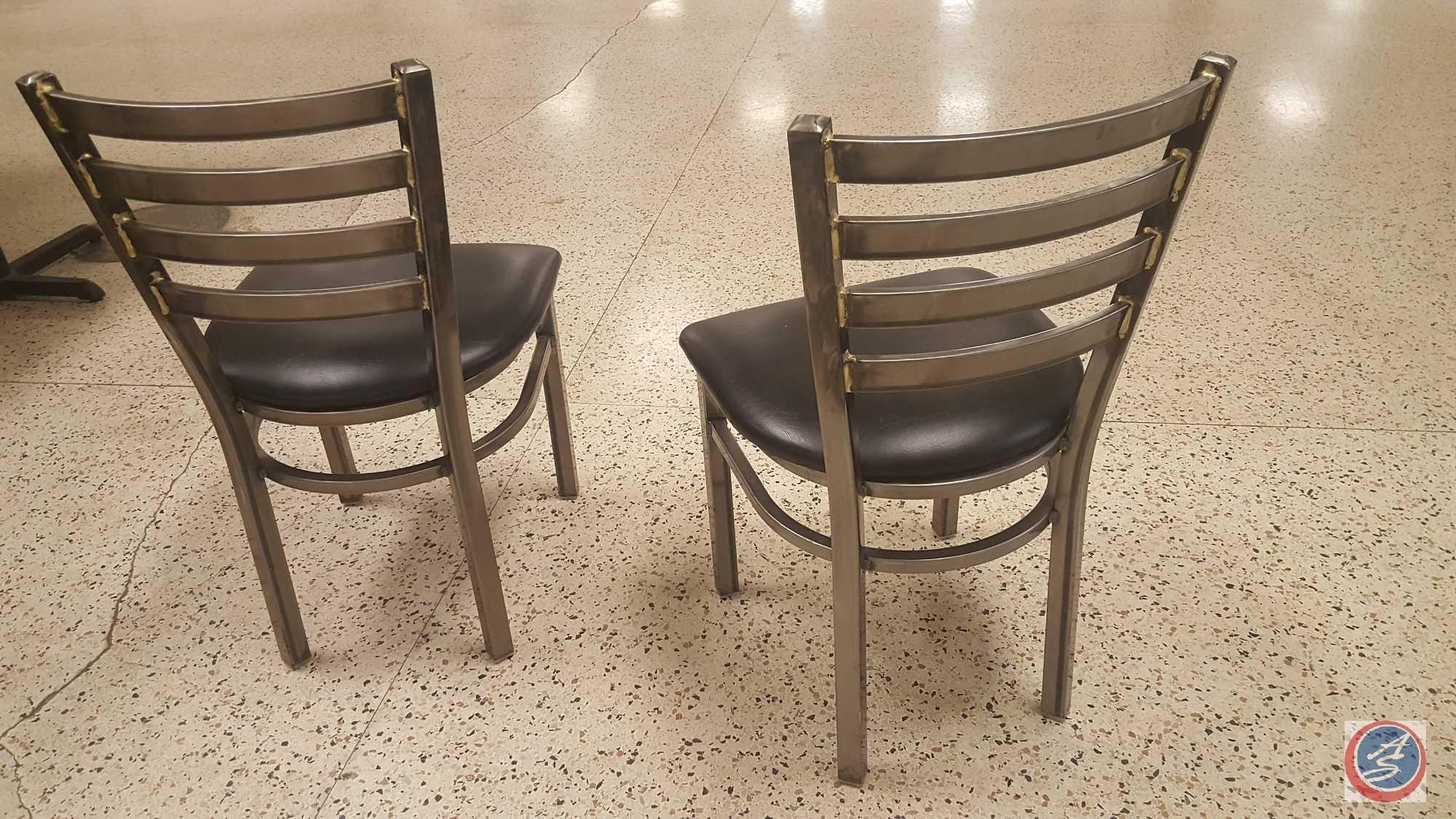 {{8X$BID}} (8) Welded Metal Frame Ladder Back Restaurant Chairs w/ Padded Seats {SOLD 8x THE MONEY}