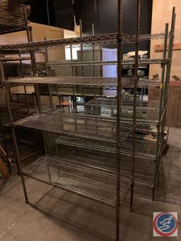 {{3X$BID}} NSF Four Tier Wire Shelving Unit Measuring 47 1/2" X 18" X 85", NSF Four Tier Wire