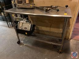 Two Tier Stainless Steel Prep Table on Casters Measuring 49 1/2" X 24" X 39 1/2"