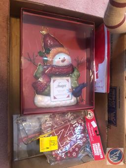 Assorted Stuffed Snowman Decorations, Reindeer Decorations, Huskers Tree Ornament, Neil Diamond