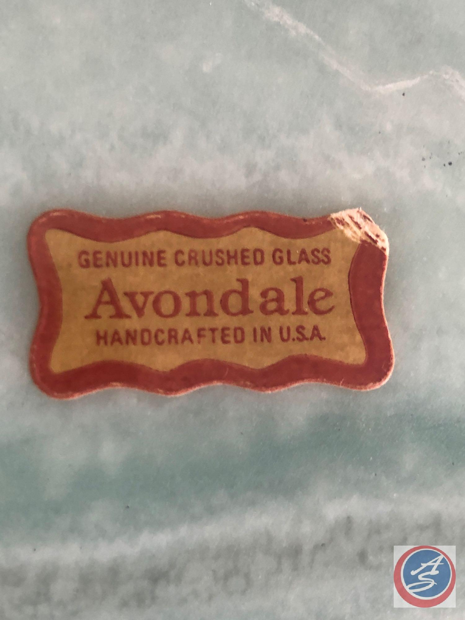 Avondale Genuine Crushed Glass Jewelry Box Containing Assorted Costume Jewelry [[HINGES ARE BROKEN]]