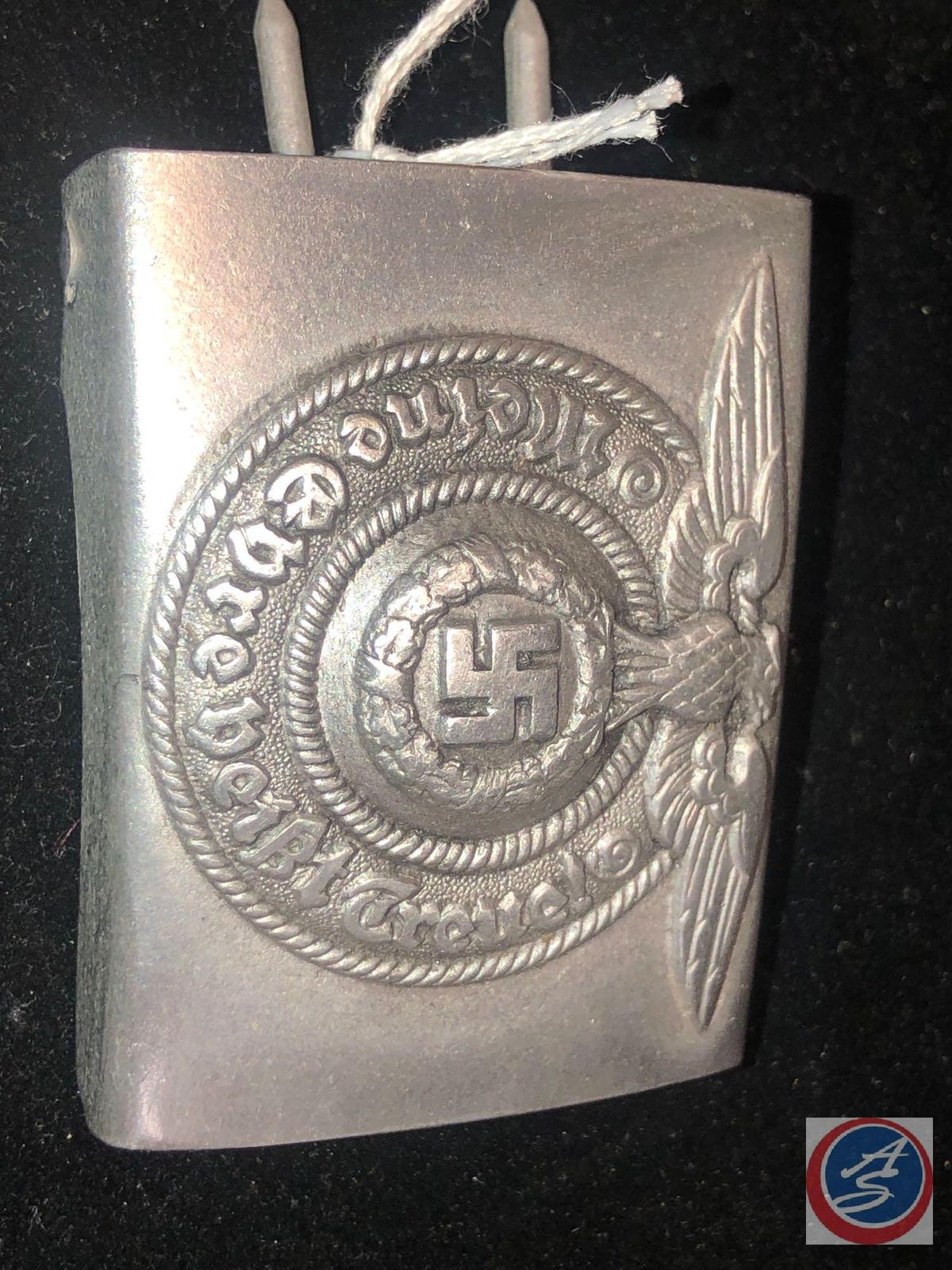 German WWII Waffen SS Enlisted Mans Belt Buckle. The front reads ?Meine Ehre heist Treue!? (My Honor