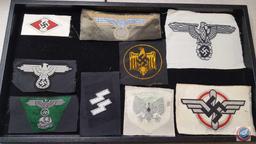 (9) German WWII Military Cloth Insignia Grouping. Includes: Hitler Youth HJ; Deutsches Youth Flag