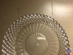 1935-1938 Vintage Anchor Hocking Miss America Clear Depression Glassware Including A Cereal Bowl,