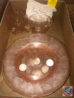 1930-1934 Vintage MacBeth-Evans Dogwood Pink Depression Glassware Including Cream Pitcher, Open